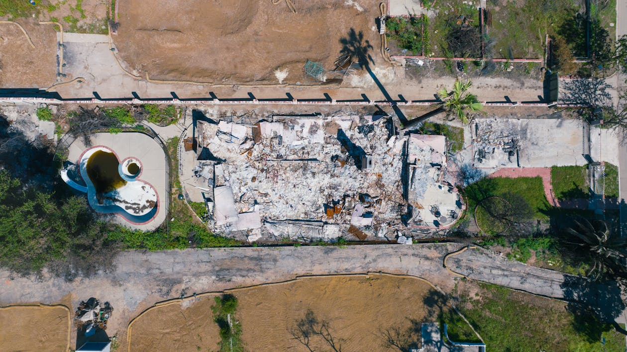 Aerial view of hurricane damage